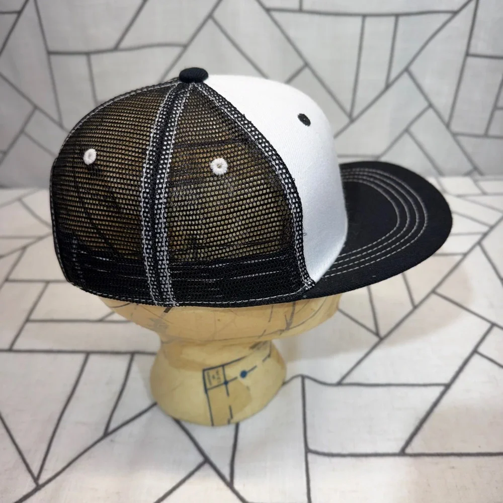 Aksels Youth Penguin Trucker Hat Black White Snapback Mesh Flat Brim Cap